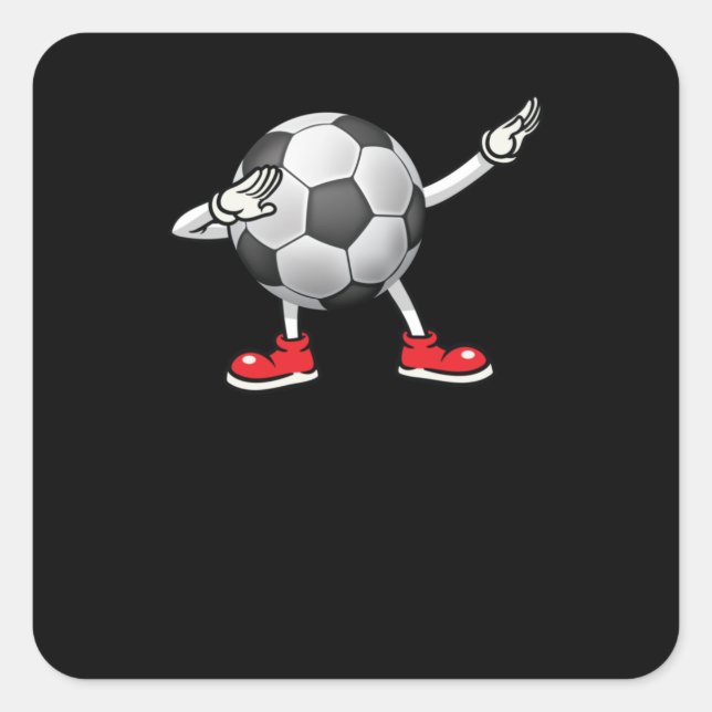 Dabbing Soccer Ball Tee Kids Boys Dab Dance Square Sticker (Front)