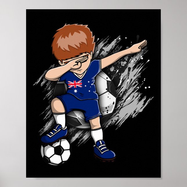 Dabbing Soccer Boy Australia Jersey Australian Foo Poster (Front)