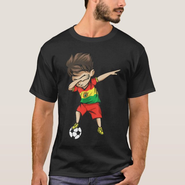 Dabbing Soccer Boy Bolivia Jersey Shirt - Bolivian (Front)