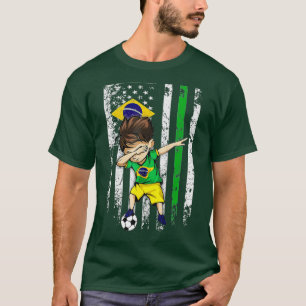 Dabbing Soccer Boy Brazil Jersey  - Brazilian Foot T-Shirt