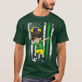 Dabbing Soccer Boy Brazil Jersey  - Brazilian Foot T-Shirt