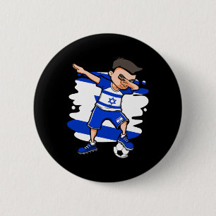 Dabbing Soccer Boy - Israel Jersey Israeli Footll 6 Cm Round Badge