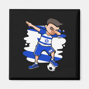 Dabbing Soccer Boy - Israel Jersey Israeli Footll Magnet