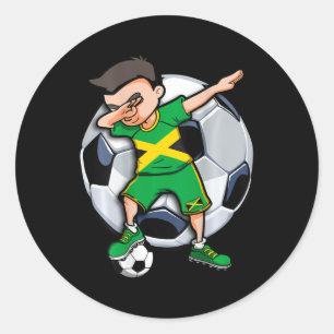 Dabbing Soccer Boy Jamaica Footll Fan Jersey Jamai Classic Round Sticker