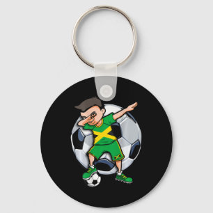 Dabbing Soccer Boy Jamaica Footll Fan Jersey Jamai Key Ring
