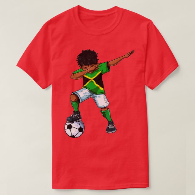 Dabbing Soccer Boy Jamaica - Jamaican Football Gif T-Shirt (Design Front)