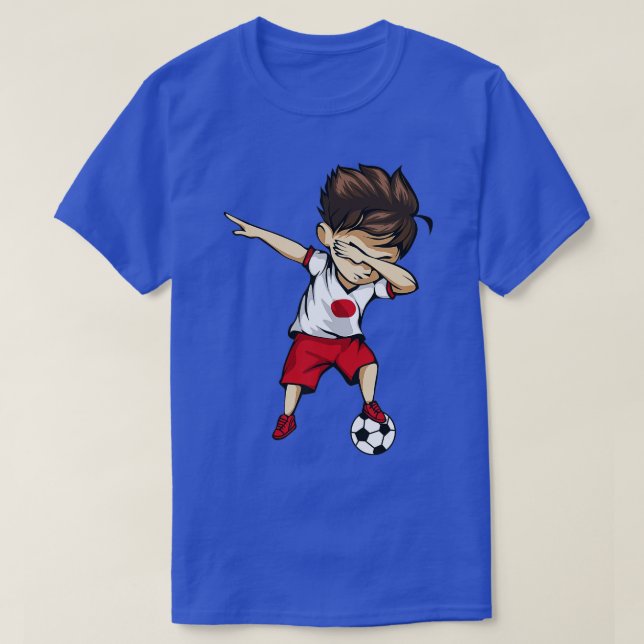 Dabbing Soccer Boy Japan Jersey  - Japanese Footba T-Shirt (Design Front)