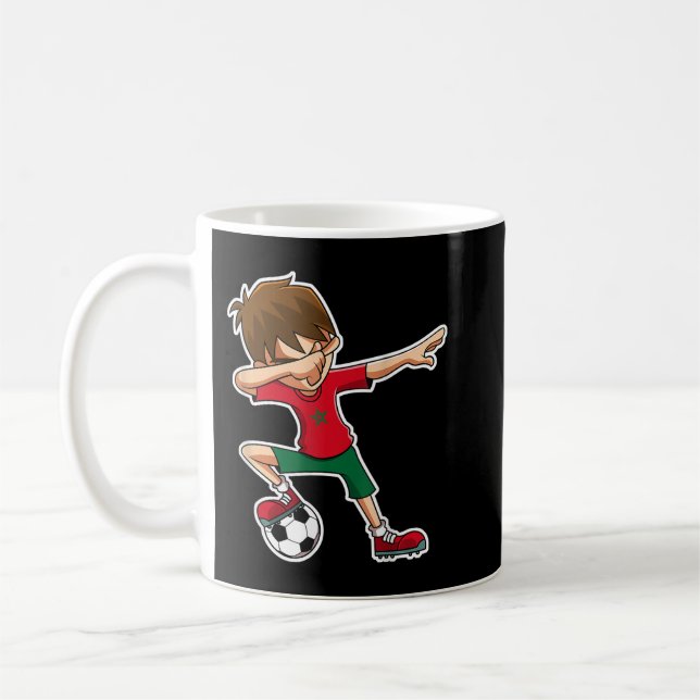 Dabbing Soccer Boy Morocco Shirt, Moroccan Flag Je Coffee Mug (Left)