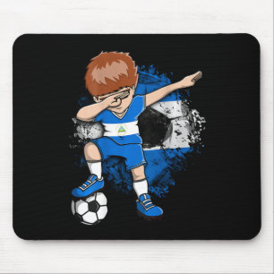 Dabbing Soccer Boy Nicaragua Jersey Nicaragua Foot Mouse Mat