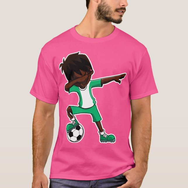 Dabbing Soccer Boy Nigeria Nigerian Flag Jersey Da T-Shirt (Front)