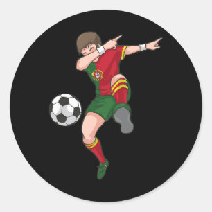 Dabbing Soccer Boy Portugal Football Shirt Portugu Classic Round Sticker