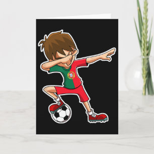 Dabbing Soccer Boy Portugal Jersey Portuguese Kids Card