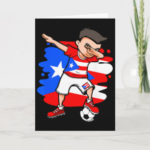 Dabbing Soccer Boy Puerto Rico Fans Jersey Puerto Card