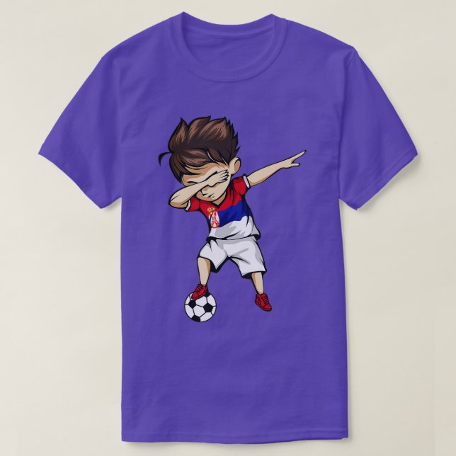 Dabbing Soccer Boy Serbia Jersey  - Serbian Footba T-Shirt (Design Front)