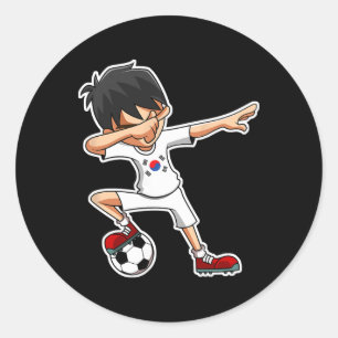 Dabbing Soccer Boy South Korea Jersey, Korean Kids Classic Round Sticker