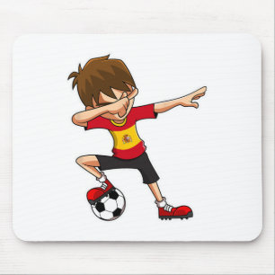 Dabbing Soccer Boy Spain Jersey, Spanish Kids Dab Mouse Mat