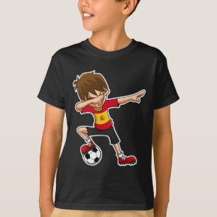 Dabbing Soccer Boy Spain Jersey, Spanish Kids Dab  T-Shirt