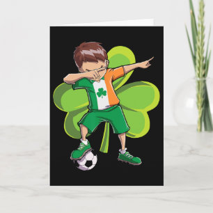Dabbing Soccer Boy St Patricks Day Kids Men Irelan Card