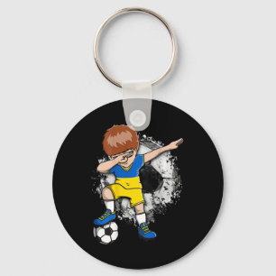 Dabbing Soccer Boy - Ukraine Jersey Ukrainian Foot Key Ring