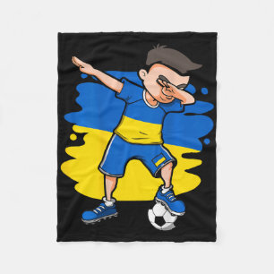 Dabbing Soccer Boy Ukraine Jersey Ukrainian Footll Fleece Blanket