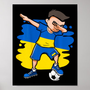 Dabbing Soccer Boy Ukraine Jersey Ukrainian Footll Poster