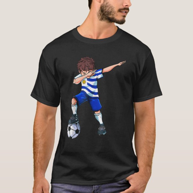 Dabbing Soccer Boy Uruguay Uruguayan Football for  T-Shirt (Front)