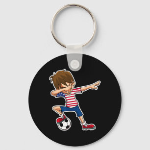 Dabbing Soccer Boy Usa Shirt United States Boys Yo Key Ring