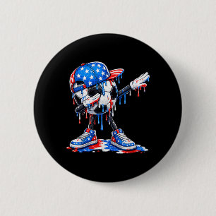 Dabbing Soccer Drip Ice Cream Aamerican Flag 4th 6 Cm Round Badge