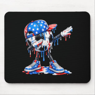 Dabbing Soccer Drip Ice Cream Aamerican Flag 4th Mouse Mat
