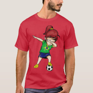 Dabbing Soccer Girl Brazil Jersey  - Brazilian Foo T-Shirt