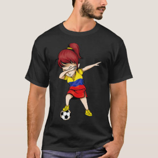 Dabbing Soccer Girl Colombia Jersey Colombian Foo T-Shirt