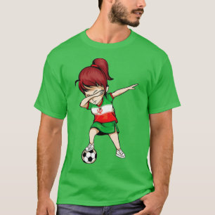 Dabbing Soccer Girl Iran Jersey - Iranian Football T-Shirt