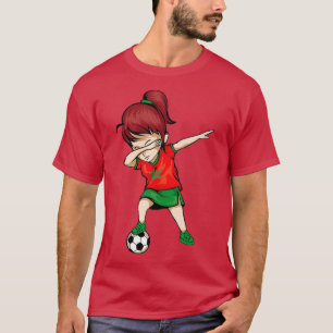 Dabbing Soccer Girl Morocco Jersey  - Moroccan Foo T-Shirt