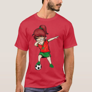 Dabbing Soccer Girl Morocco Jersey - Moroccan Foo T-Shirt