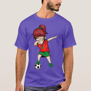 Dabbing Soccer Girl Morocco Jersey Moroccan Footba T-Shirt