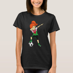 Dabbing Soccer Girl Wales Welsh T-Shirt