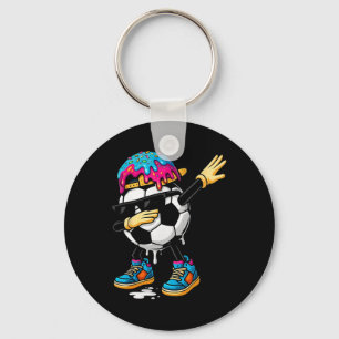 Dabbing Soccer Ice Cream Drip For Boys Funny Socce Key Ring