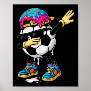 Dabbing Soccer Ice Cream Drip For Boys Funny Socce Poster