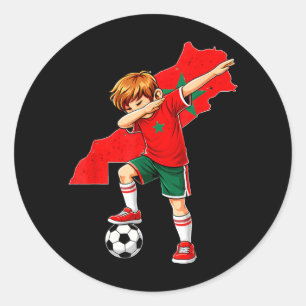 Dabbing Soccer Morocco Jersey Boy Moroccans Boys Classic Round Sticker