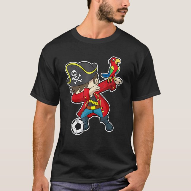 Dabbing Soccer Pirate Kids Boys Girls Youth T-Shirt (Front)