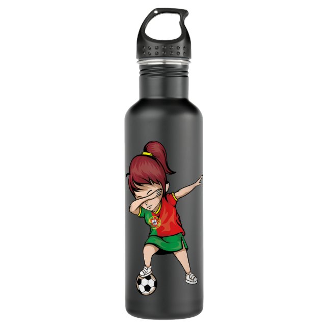 Dabbing Soccer Portugal Jersey  Portuguese Footbal 710 Ml Water Bottle (Front)
