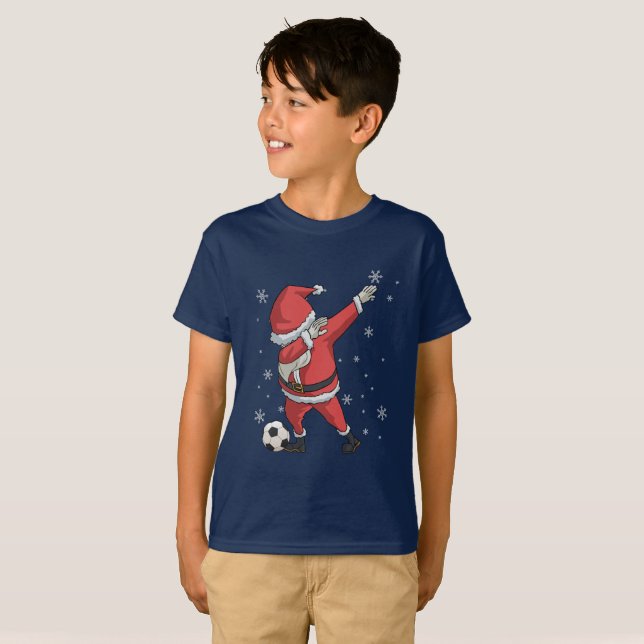 Dabbing Soccer Santa Claus Christmas Gift Shirt (Front Full)