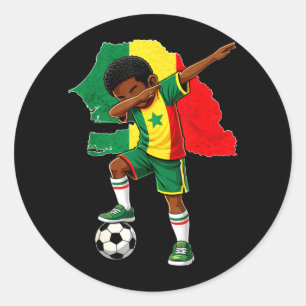 Dabbing Soccer Senegal Jersey Boy Senegalese Boys Classic Round Sticker