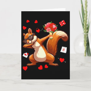 Dabbing Squirrel Holding Flowers Valentine's Day H Card