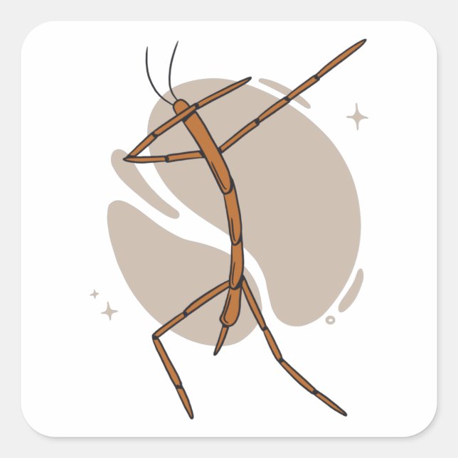 Dabbing stick bug square sticker (Front)