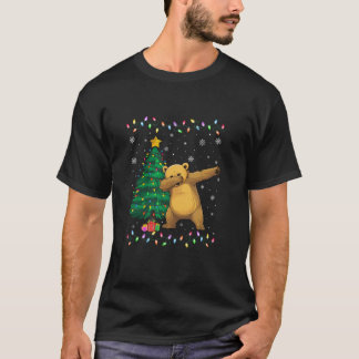 Dabbing Sun Bear Xmas Tree Lights Ugly Christmas S T-Shirt