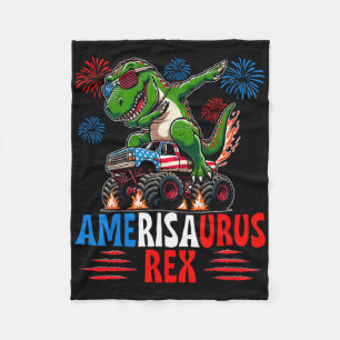Dabbing T-rex Patriotic Usa Flag 4th Of July Ameri Fleece Blanket