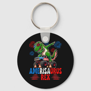 Dabbing T-Rex Patriotic USA Flag 4th of July Key Ring