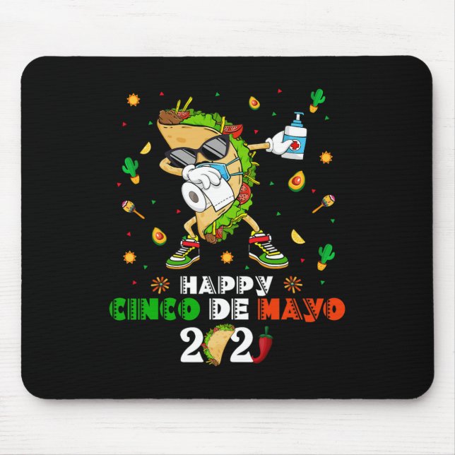 Dabbing Taco Cinco De Mayo 2021 Face Mask Quaranti Mouse Mat (Front)