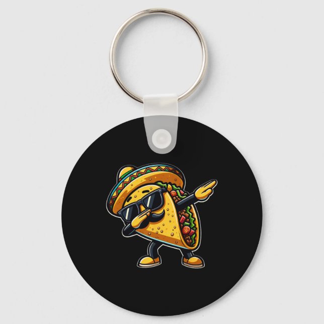 Dabbing Taco Cinco De Mayo Funny Mexican Fathers D Key Ring (Front)